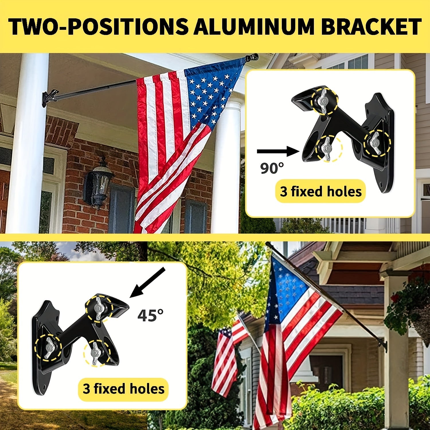 182.88cm Stainless Steel Flag Pole with Rotating Rings for 3x5ft Flags Residential Use
