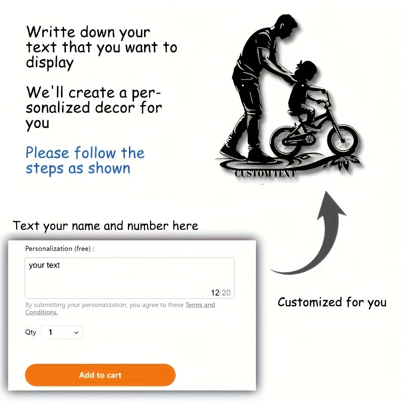 Personalized Cycling Wall Art for Family Black Iron Bedroom Decor for Ages 14 and Up