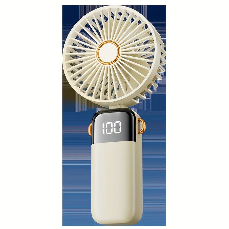 Mini USB Rechargeable Handheld Fan with 5 Speed Settings and Digital Display