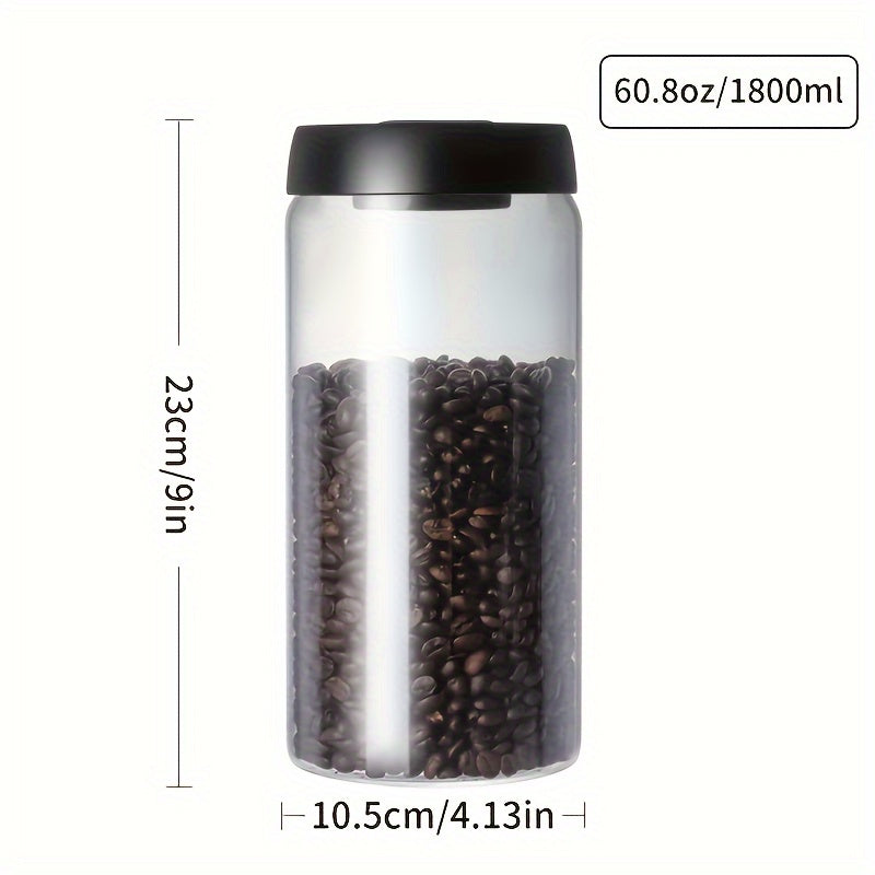 Tarro de vacío de vidrio de borosilicato para granos de café, almacenamiento en cocina 500ml 1800ml