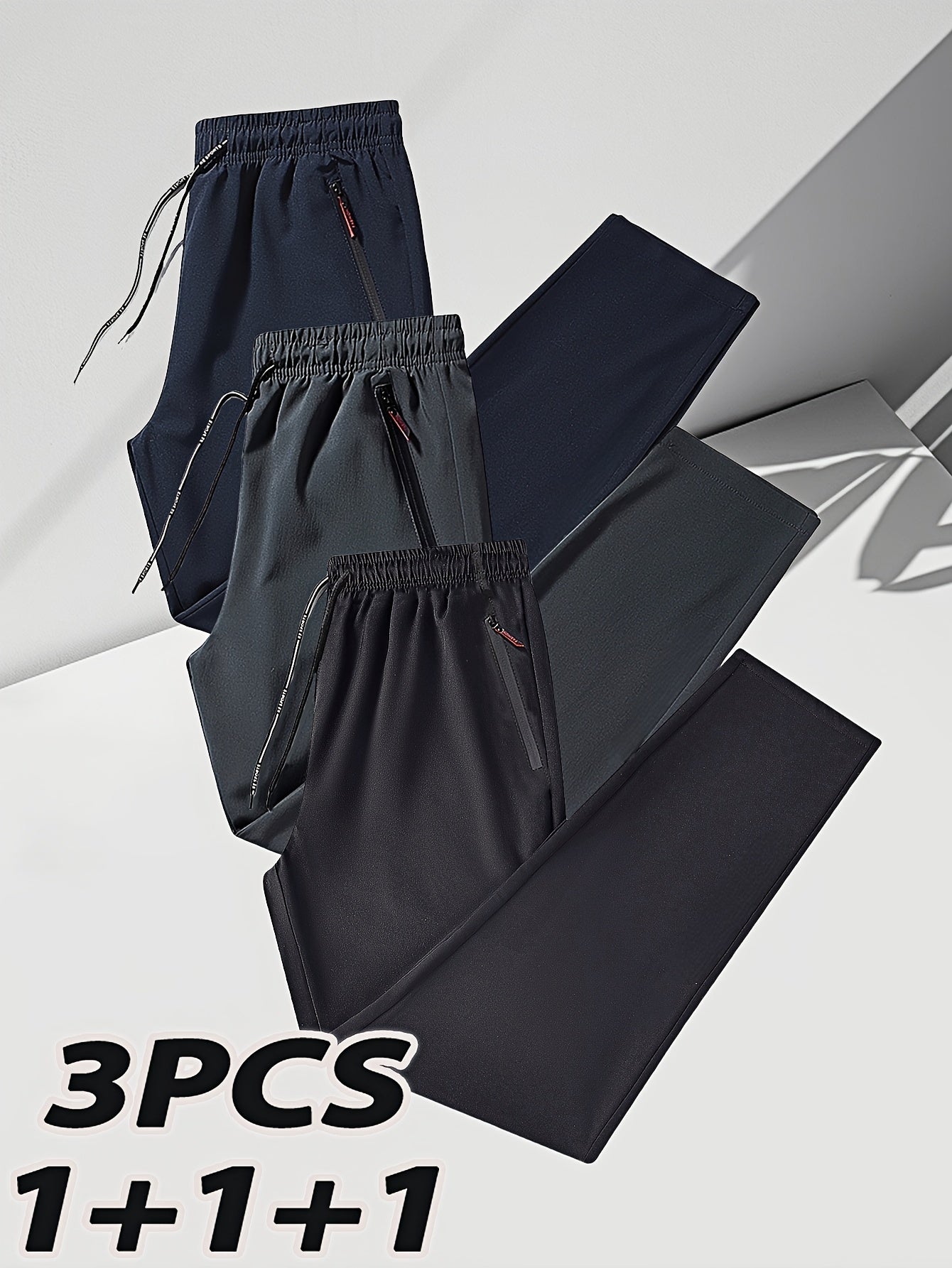 Men's Casual Joggers Sweatpants Solid Color Zipper Detail Breathable Comfortable Sports Fitness Machine Washable