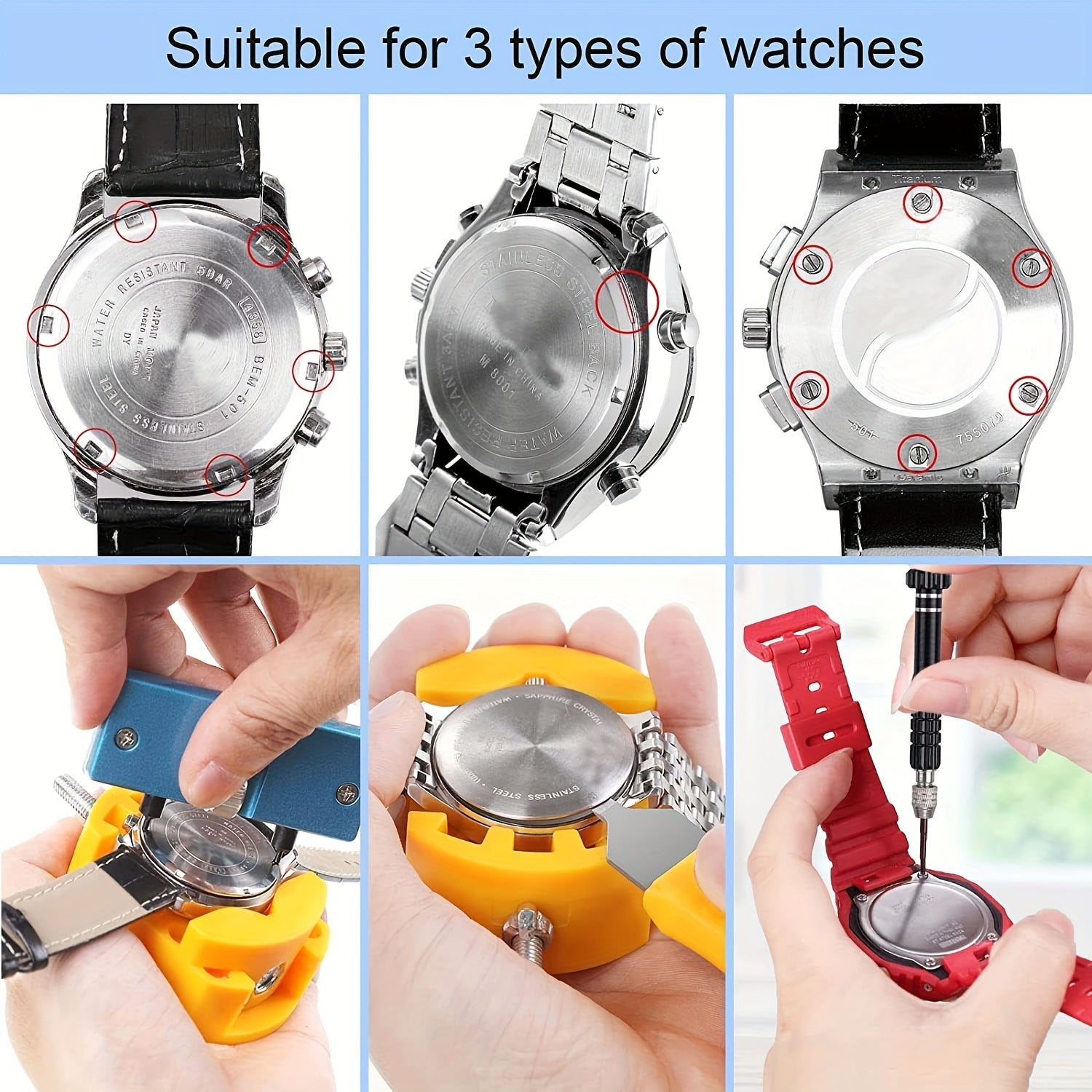 Watch Repair Kit with Screwdriver, Wrench, Case Opener and Tools for Watch Repair