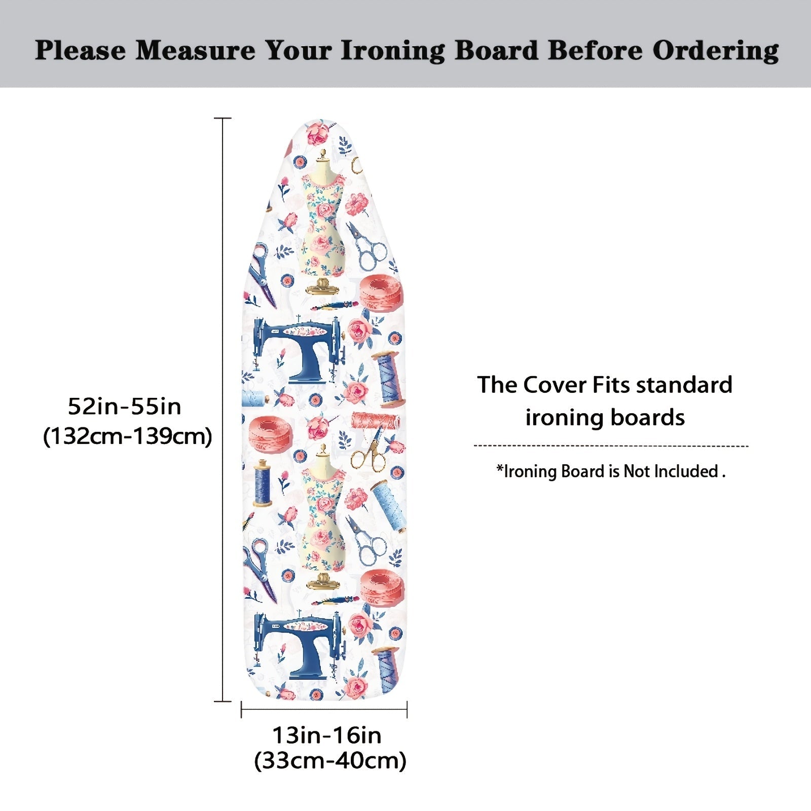 Cartoon Ironing Board Cover with Elastic Edge, Stain-Resistant, Non-Slip, Standard Size