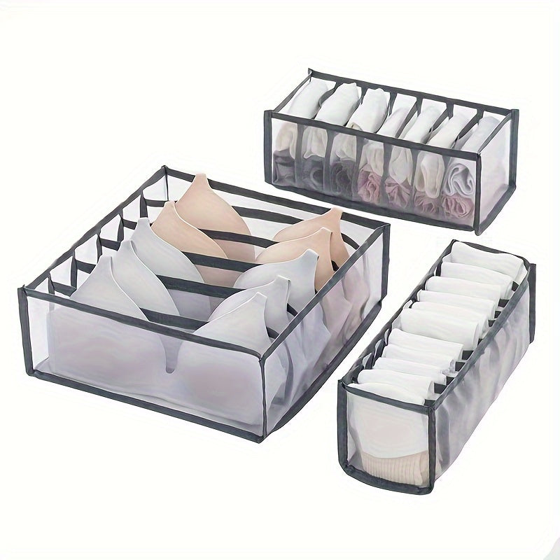 Underwear Storage Box with Three Compartments Drawer Organizer for Socks and Panties