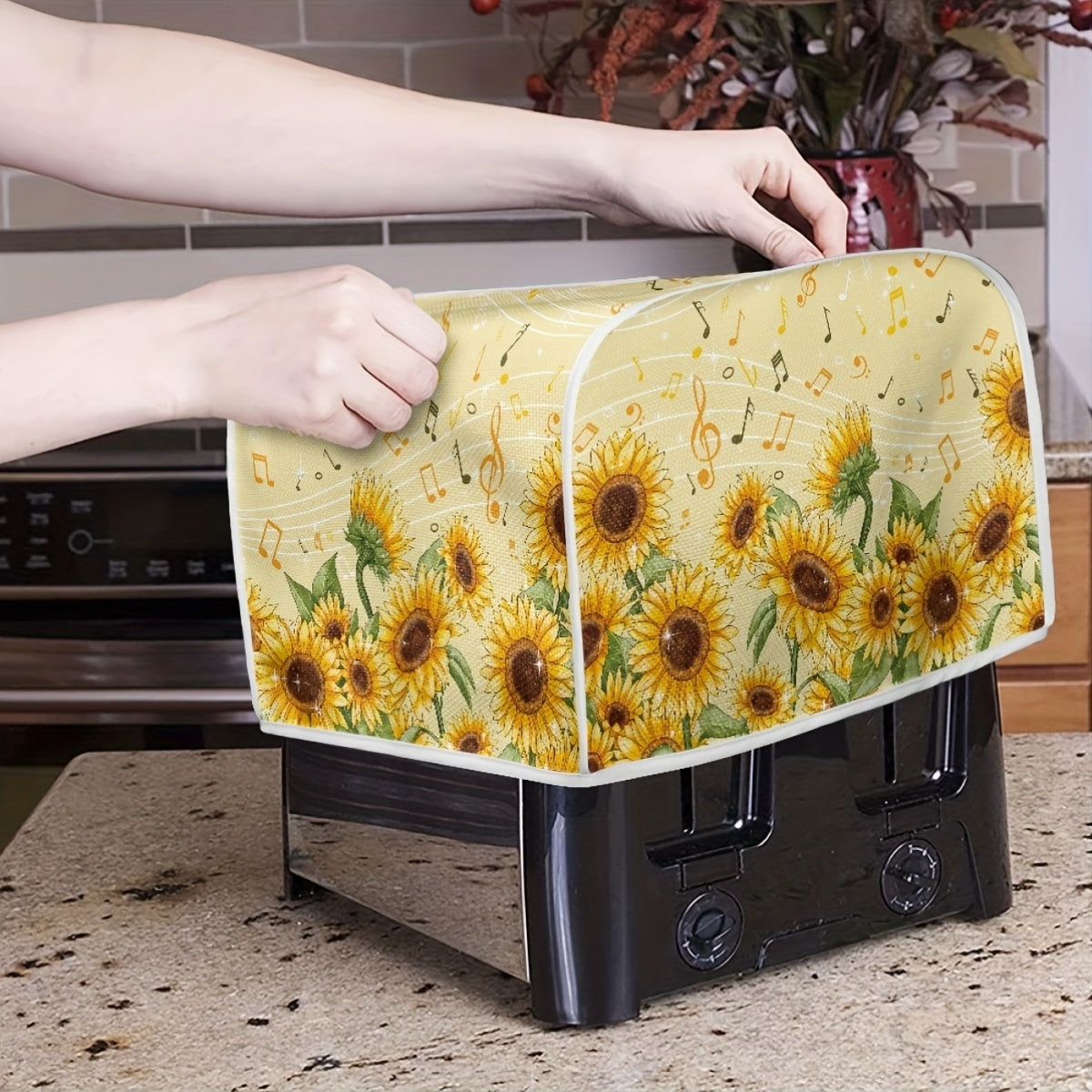 Sunflower and Music Notes Polyester Toaster Cover Small Dustproof Appliance Protector