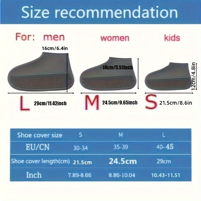 2pcs Silicone Waterproof Rain Boot Covers Non-slip Dust Shoe Protectors