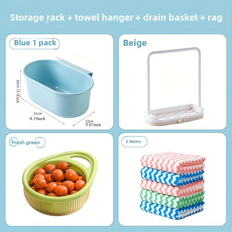 Synthetic Resin Sink Drain Rack Kit for Kitchen Organization and Pool Supplies