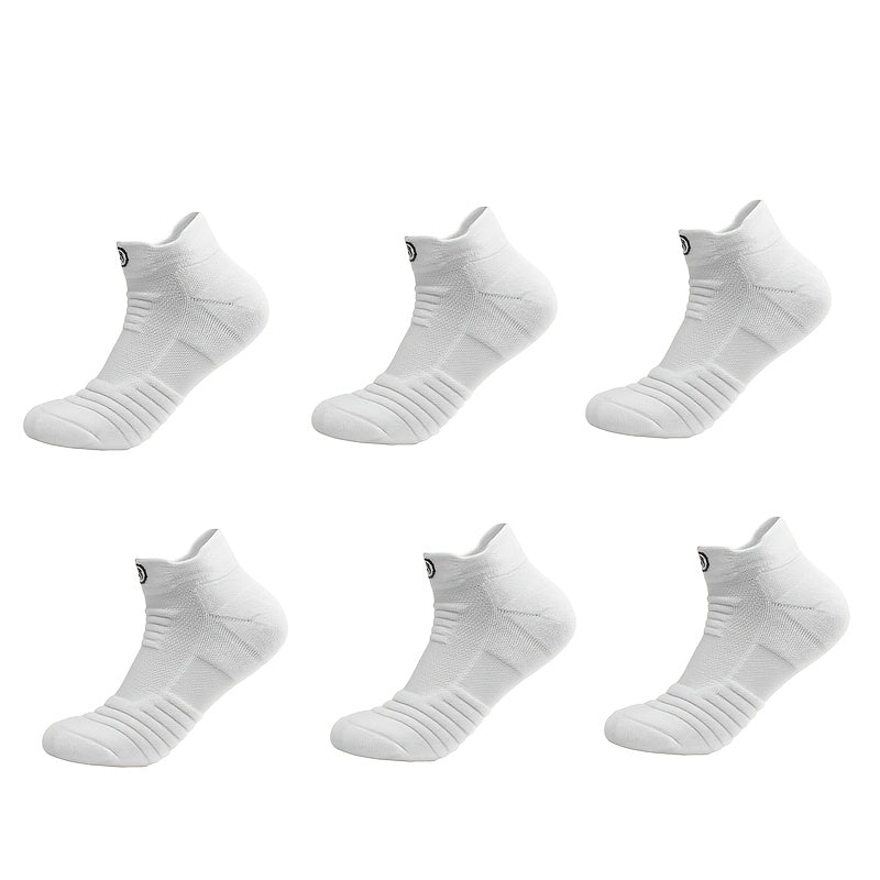 Men's Athletic Compression Socks 5 Pairs Breathable Sweat-Wicking Polyester Gray Black White