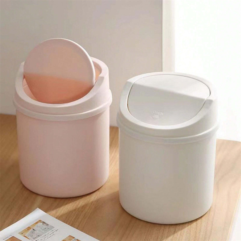 Desktop Trash Can with Flip-Top Lid Compact Office and Home Use
