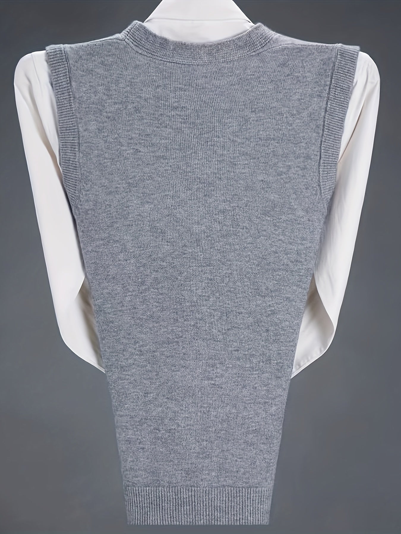 Men's Solid Color V-Neck Knitted Vest for Autumn Winter Wool Nylon Layering