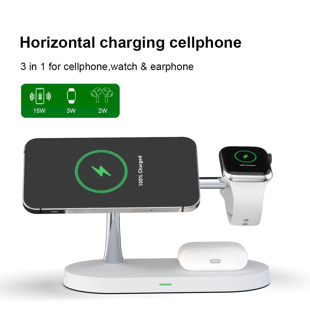 Magnetic Wireless Charger Stand for iPhone 12-15 Apple Watch AirPods Fast Charging Dock Station