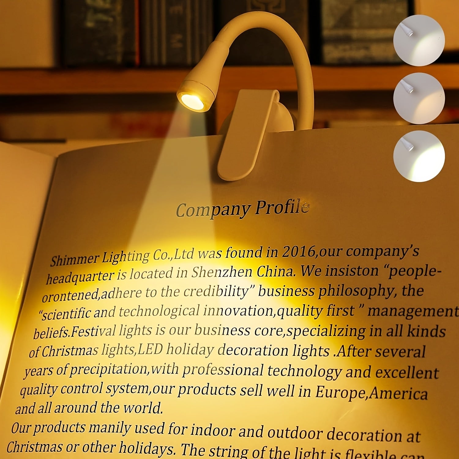 Mini Portable Clip-On Book Light with Adjustable Brightness and 360-Degree Foldable LED