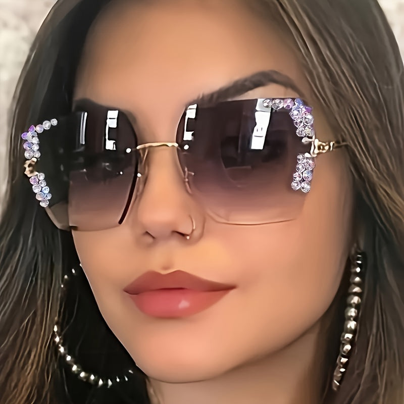 Women Rimless Fashion Glasses with Gradient Lenses and Metal Frames