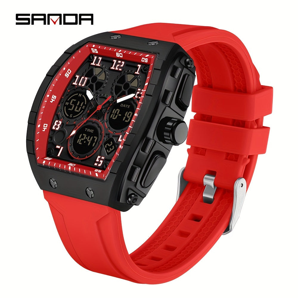 Men's Military Sports Wristwatch Silicone Strap Waterproof LED Clock Multiple Functions
