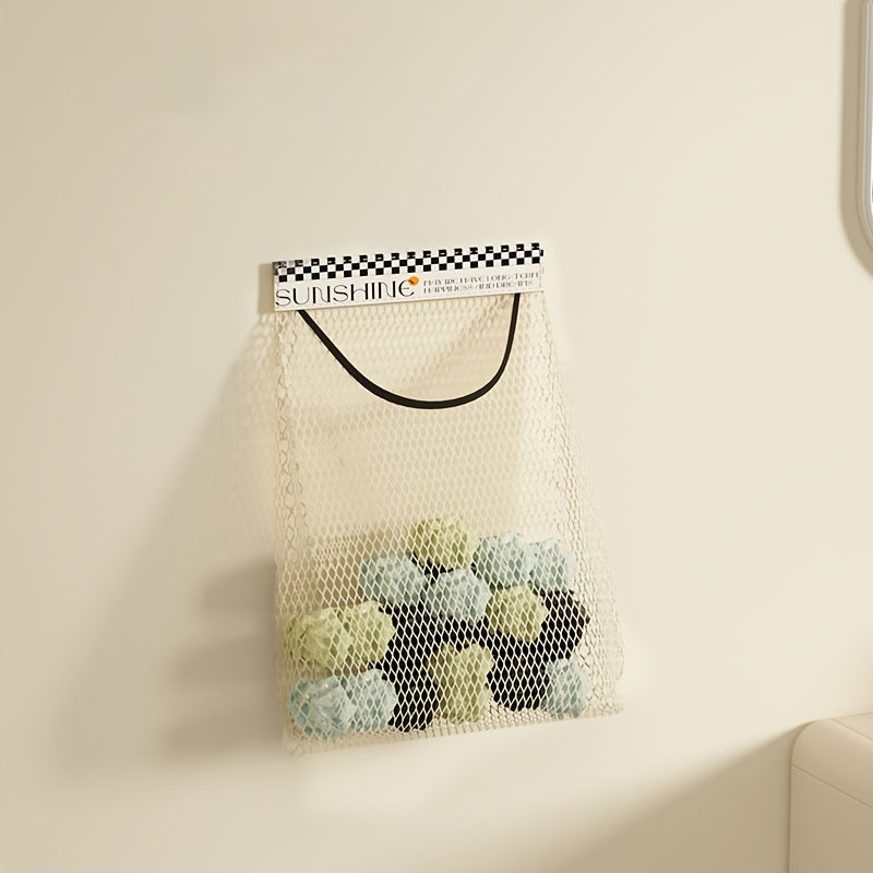 Large Capacity Wall-Mounted Mesh Bag for Kitchen Storage Reusable Hanging Organizer