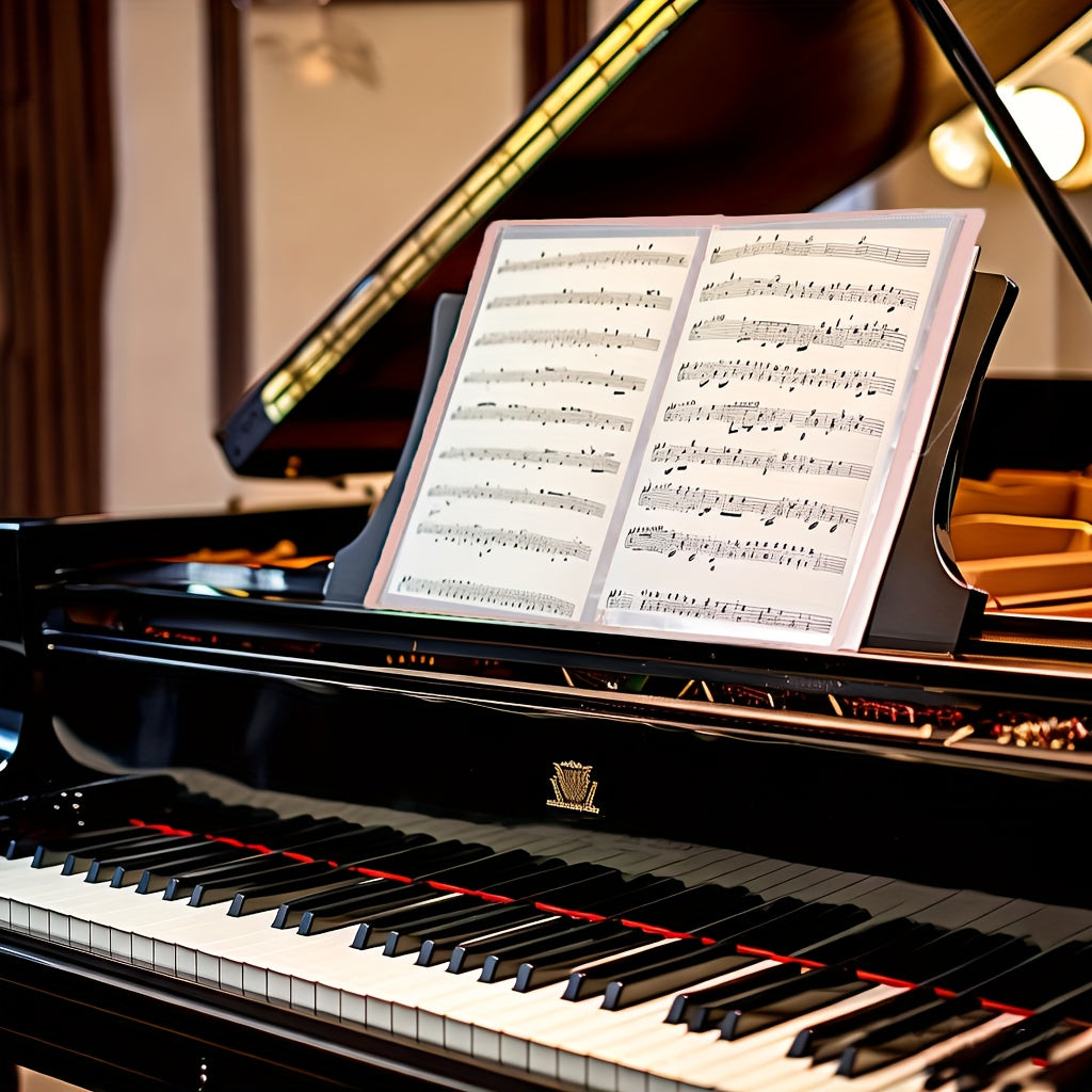 A4 Sheet Music Folder with 100 Clear Pockets, Transparent and Blue