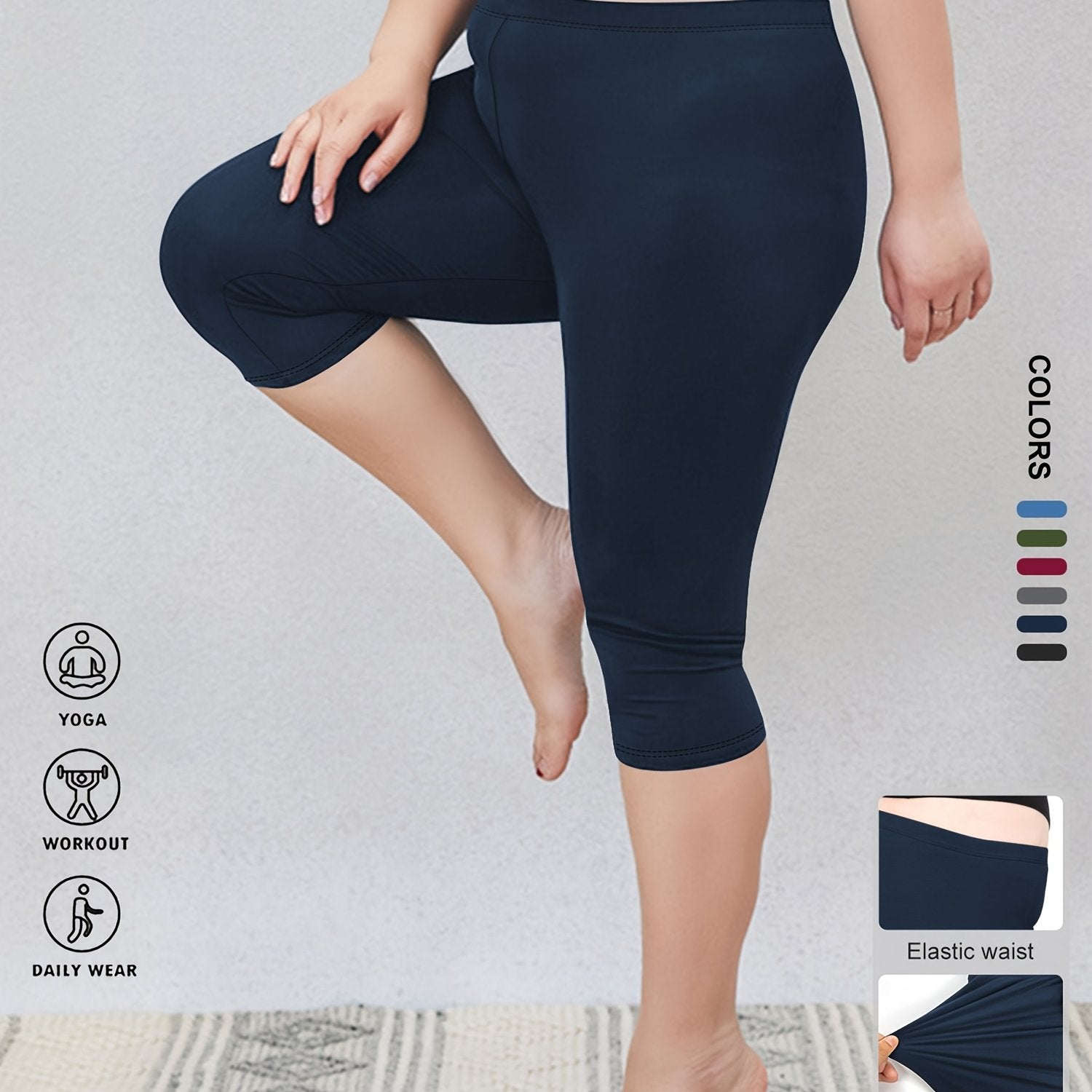Plus Size High-Waisted Yoga Leggings Capri Tummy Control Butt Lifting