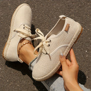 Women's Casual Solid Color Lace-Up Flats with TPR Sole