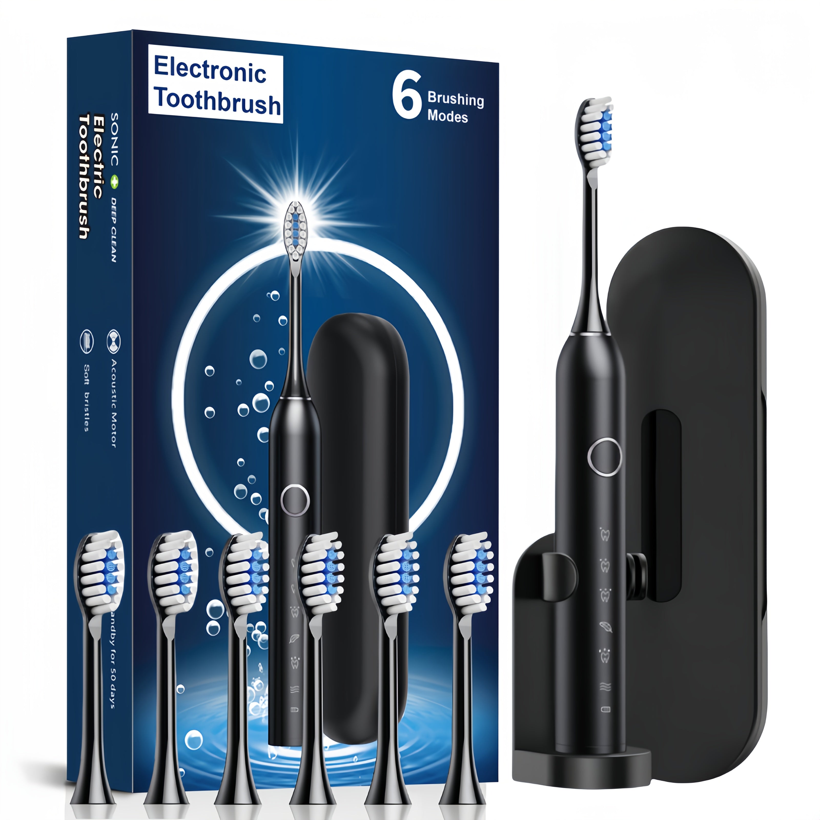 Juftliklar Elektrik Tish cho'tkasi Yumshoq Qobiq bilan Qayta Zaryadlanadigan Sayohat Qutisi bilan 6 Ta Rejim