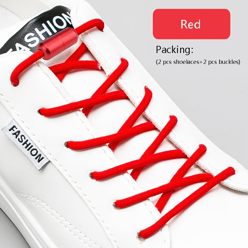 2PCS No-Tie Elastic Shoelaces for Sneakers and Boots Soft Acetate Fiber