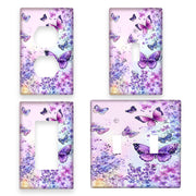 Purple Butterfly Light Switch Cover Plate for Bedroom Bathroom Kitchen 1 or 2 Gang