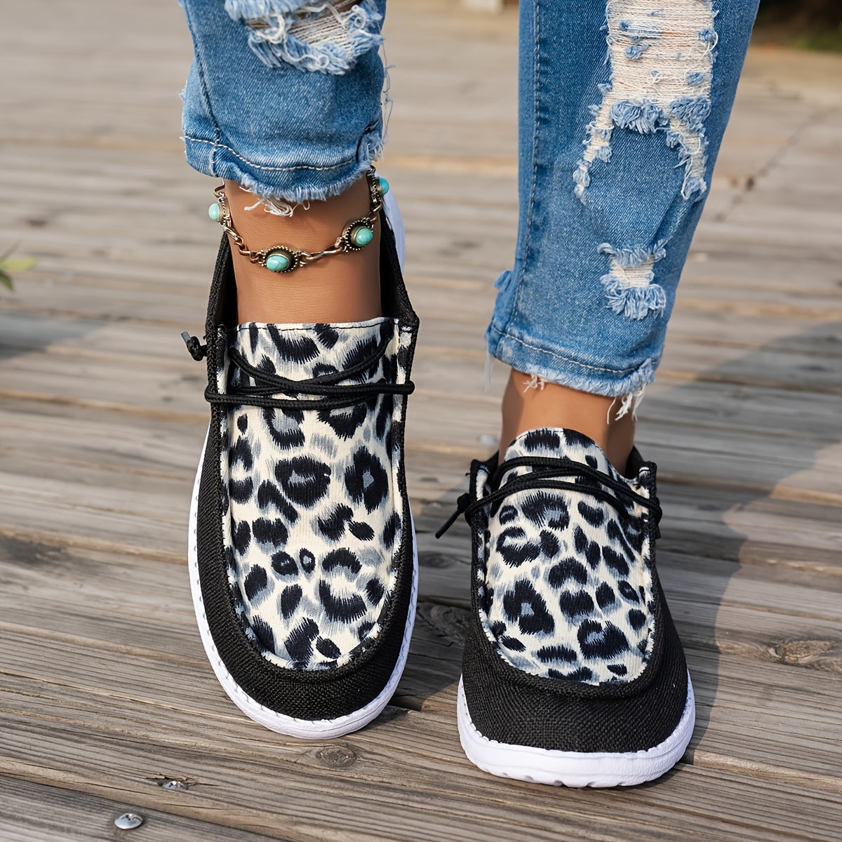 Women's Loafers Casual All-Season Slip-On Flats with Elastic Laces