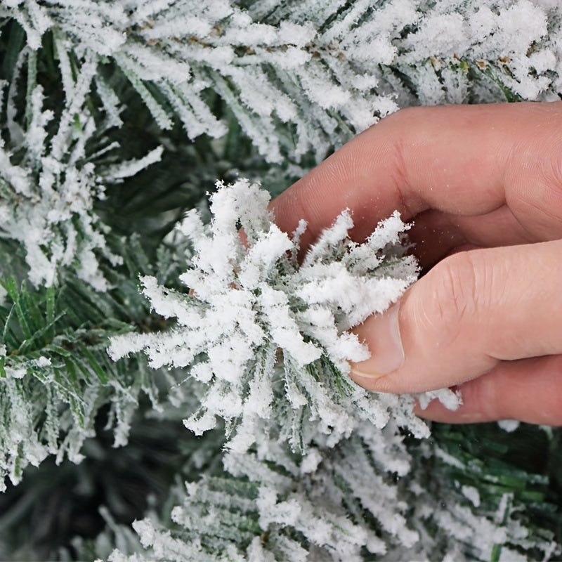 Flocked Artificial Cedar Christmas Tree White Reusable Easy Assembly Decorative for Home Office Party