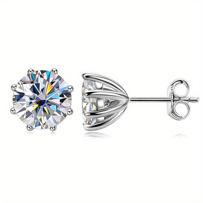 Ayollar uchun 4 Karat Moissanite stud taqinchoqlari, sterling kumush to'y zargarlik buyumlari