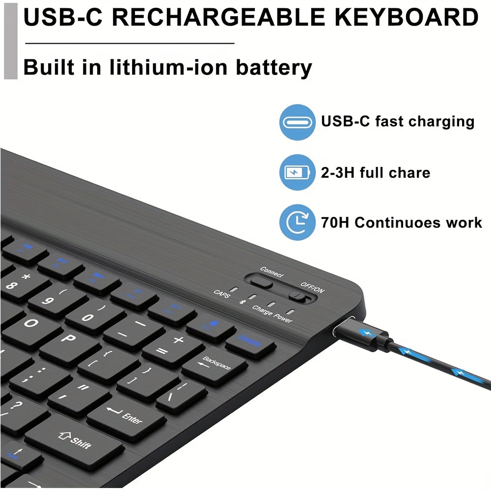 Wireless Keyboard Ultra-Slim Rechargeable with Function Keys for Android Windows iPad Pro Air Mini