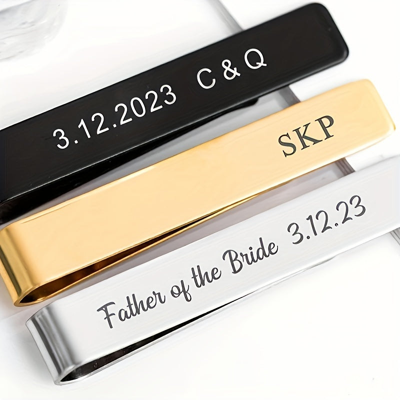 Men's Stainless Steel Tie Clip Engraved Wedding Valentine's Day Gift
