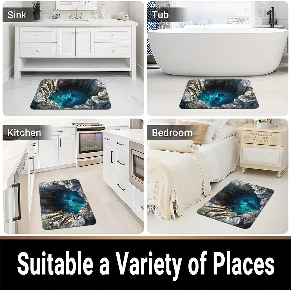 High Definition 3D Visual Effect Door Mat Non-Slip Machine Washable Polyester Absorbent Microfiber for Bedroom Living Room Bathroom Camping