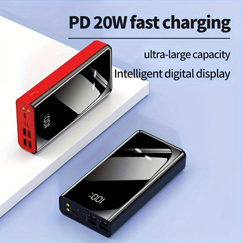 30000mAh Ultra-Thin Portable Power Bank Fast Charging LED Flashlight Compatible with iPhone Android Digital Devices