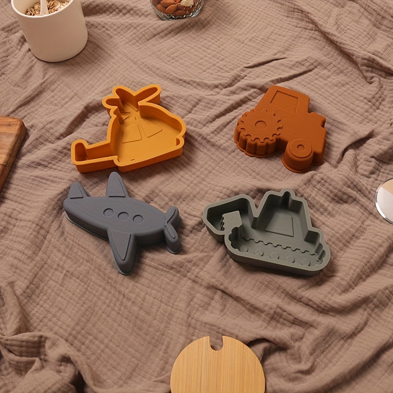 Набор силиконовых песочных игрушек Hailian для детей - включает в себя модель машины, самолета, экскаватора и вертолета для пляжных игр - смешанные цвета, неэлектрические - идеально подходит для пляжного веселья!