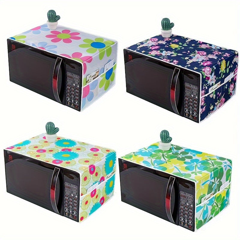 Microwave Cover with Storage Pocket Dustproof Food Cover for Kitchen Appliances