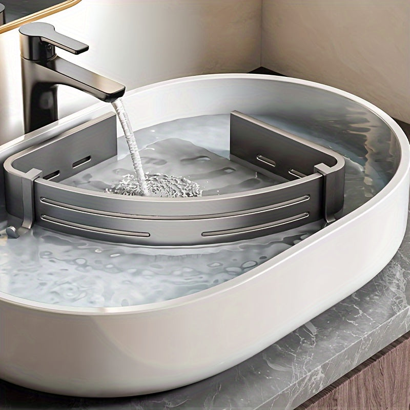 Aluminum Shower Organizer with Hooks Self-Adhesive Rust-Resistant Bathroom Shelf