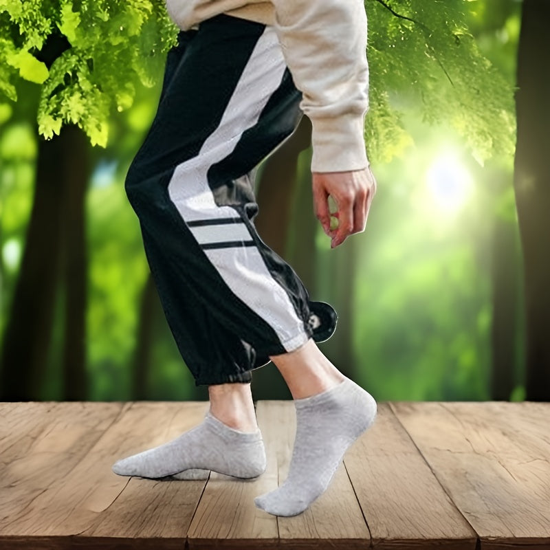Calcetines unisex de tobillo transpirables y ligeros, de color sólido con franja lateral, pack de 10