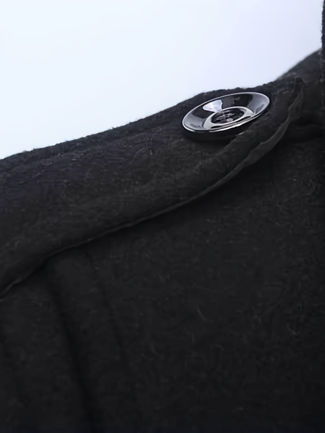 Plus Size Men's Double Collar Wool-Polyester Jacket with Faux Pockets for Fall Winter