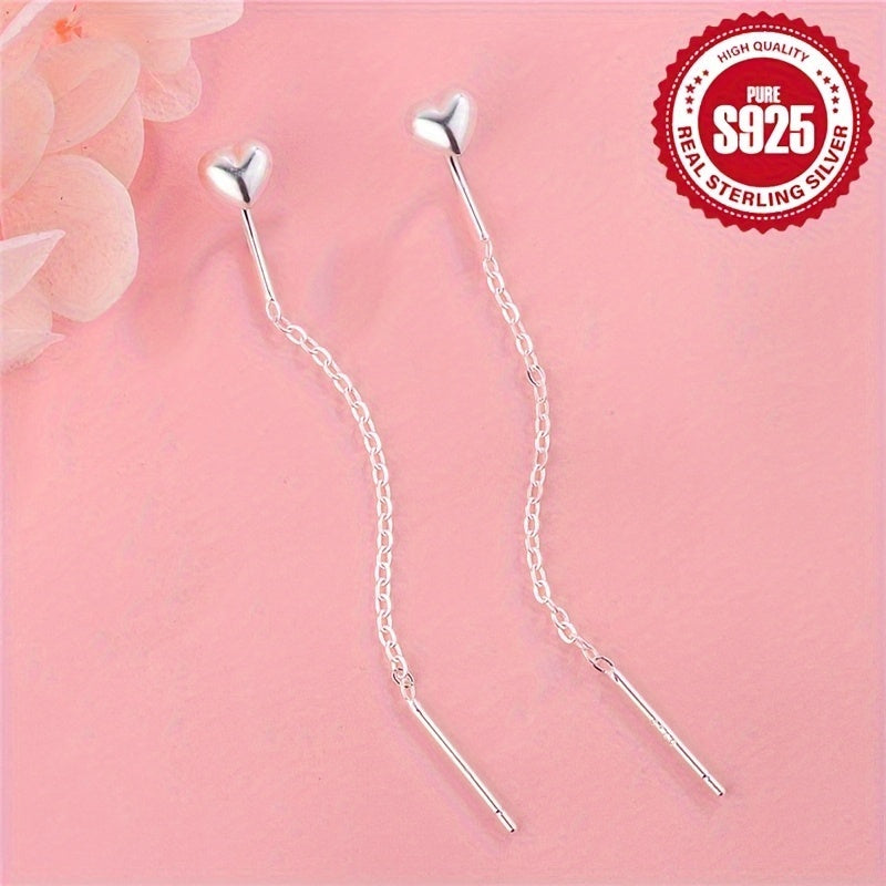 925 Silver Lady Love Tassel Long Ear Thread - Thanksgiving uchun ko'p maqsadli, gippoallergenik kundalik sovg'a, faqat 0.8g yengil