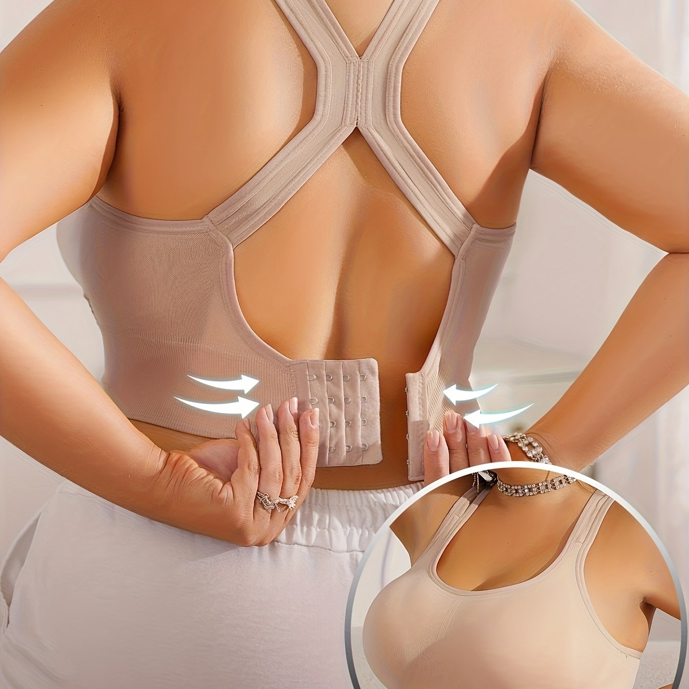 Plus-Size Women's Sports Bra Nylon Blend High Support Adjustable Straps