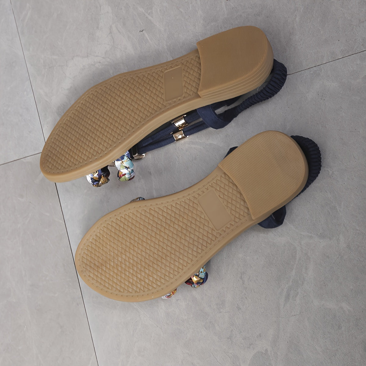 Women's Bohemian Handwoven Flat Sandals Open-Toe Slip-On Beach Shoes