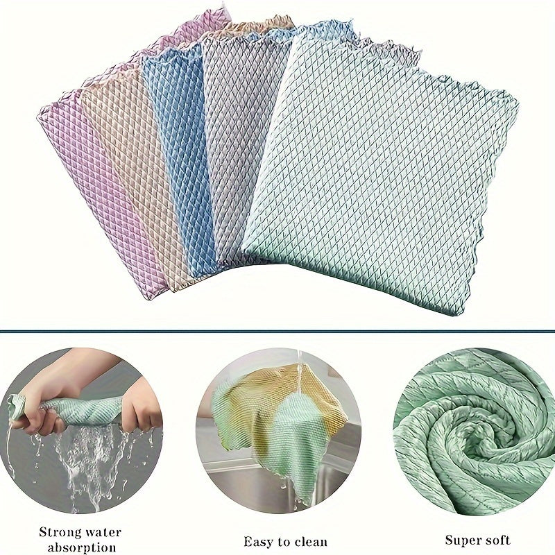 Fish Scale Glass Wiping Cloth Pack of 5 or 10 Multipurpose Household Cleaning Towel