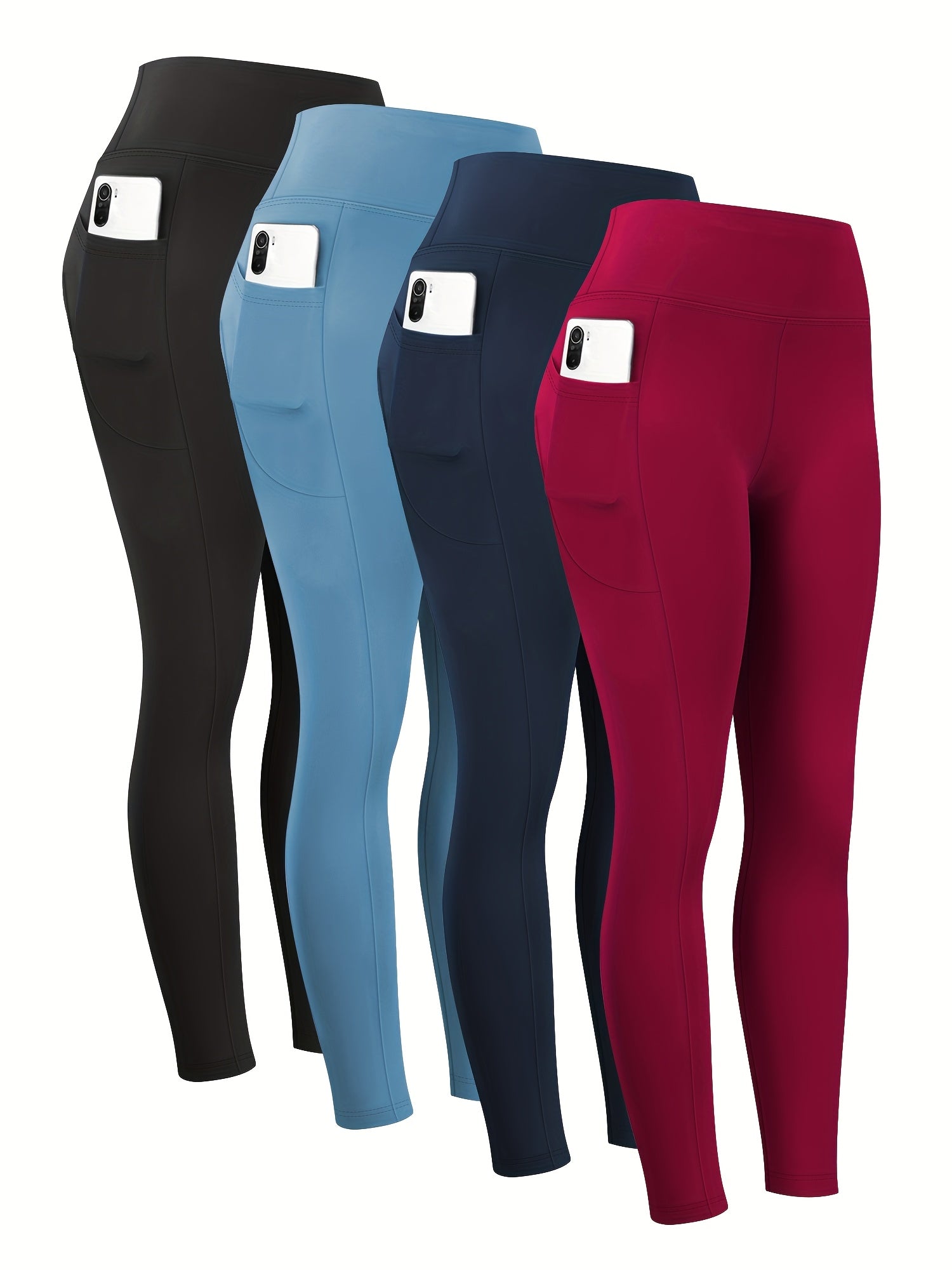 Women High Waist Yoga Pants Stretch Tight Leggings with Pockets and Abdominal Support