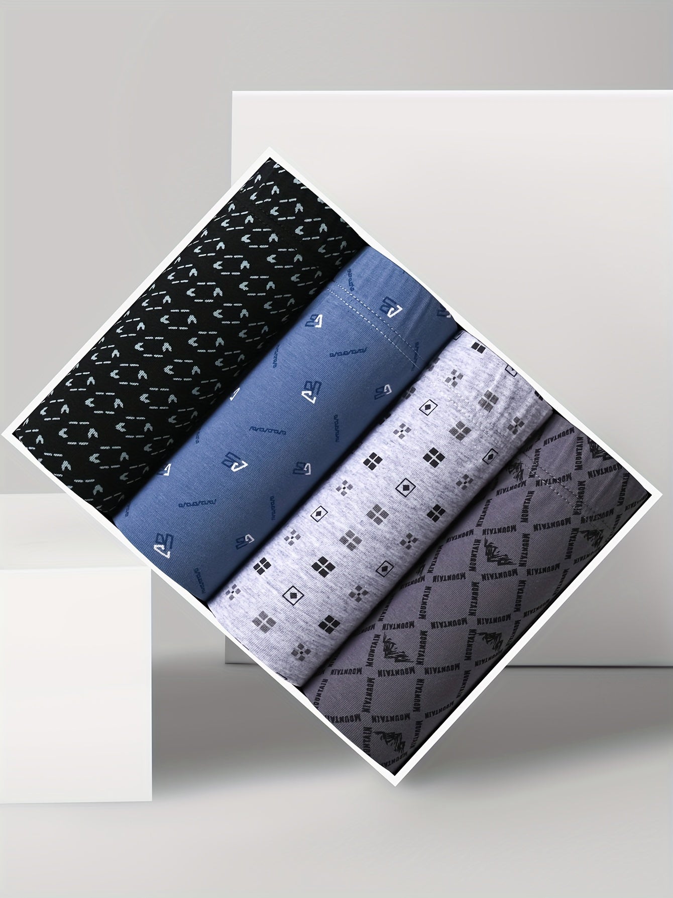 Men's Large Cotton Underwear 4 Pack Loose Fit Mid-Waist Trunks for Middle-Aged and Elderly Fathers