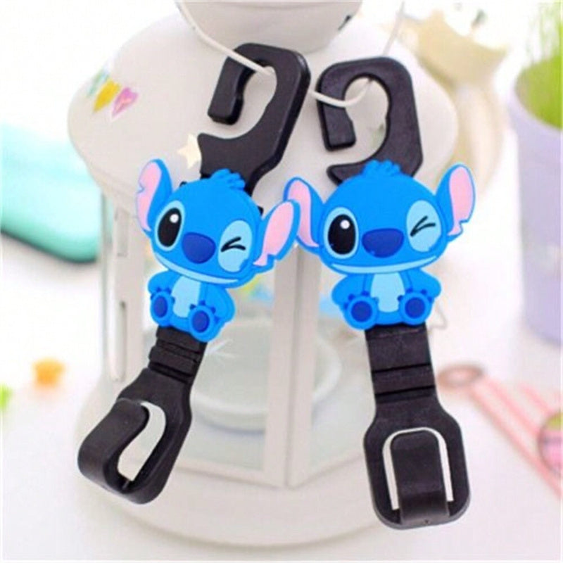 2pcs Cute Cartoon Stitch Seat Hook Car Accessories Kawaii Anime Convenience Hooks