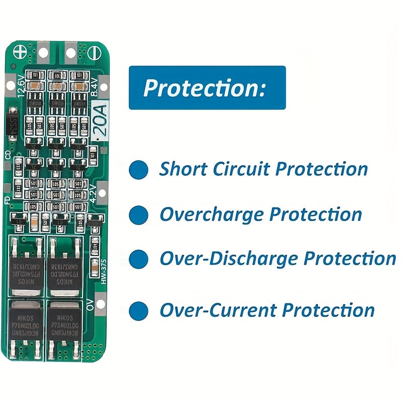 Li-ion 18650 Battery Charger PCB BMS Protection Board 12.6V with Recovery