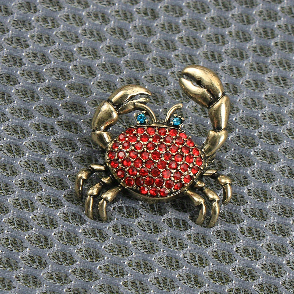 Vintage Rhinestone Crab Brooch Pin for Dresses and Sweaters Elegant Jewelry Gift for Ladies and Girls