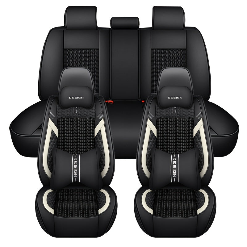 Universal Polyester Leather Car Seat Covers Set for All-Season Protection