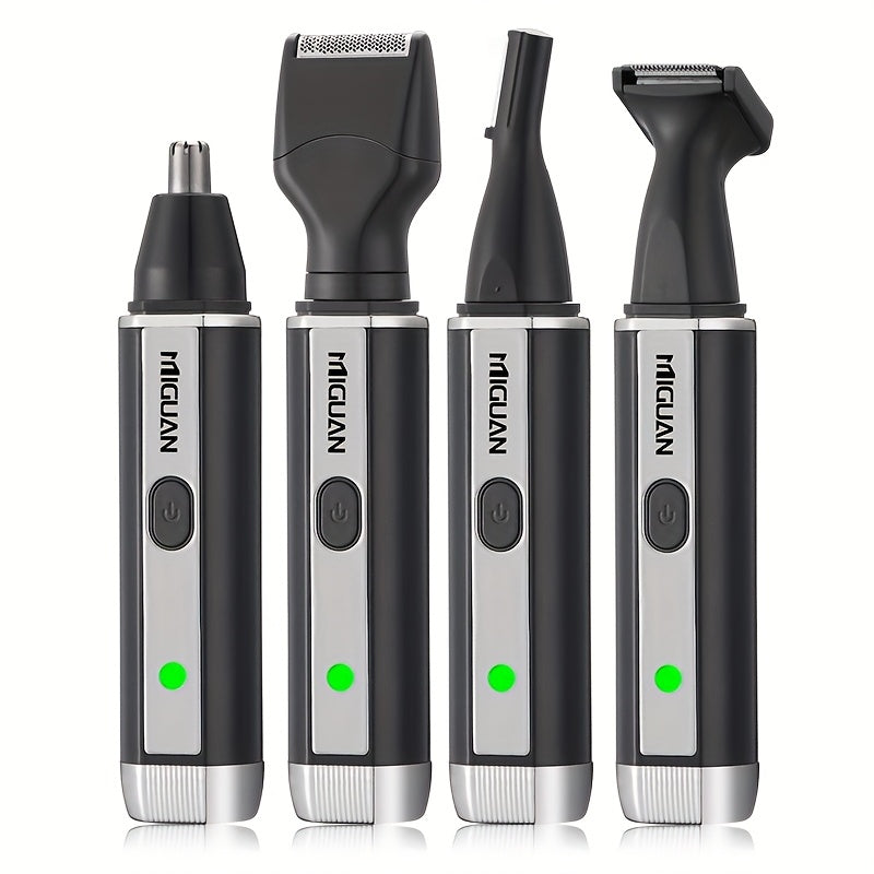Kit de aseo recargable por USB para hombres 4 en 1: recortadora de nariz, orejas, barba y cejas