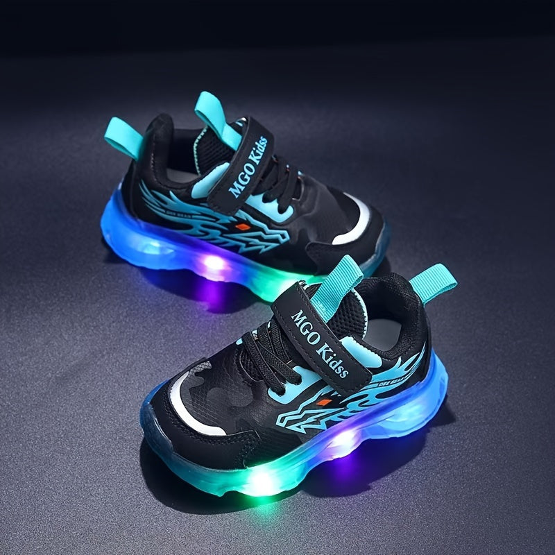 Boys Athletic Sneakers Mesh Non-Slip Sole Casual Sports Shoes with Easy Closure