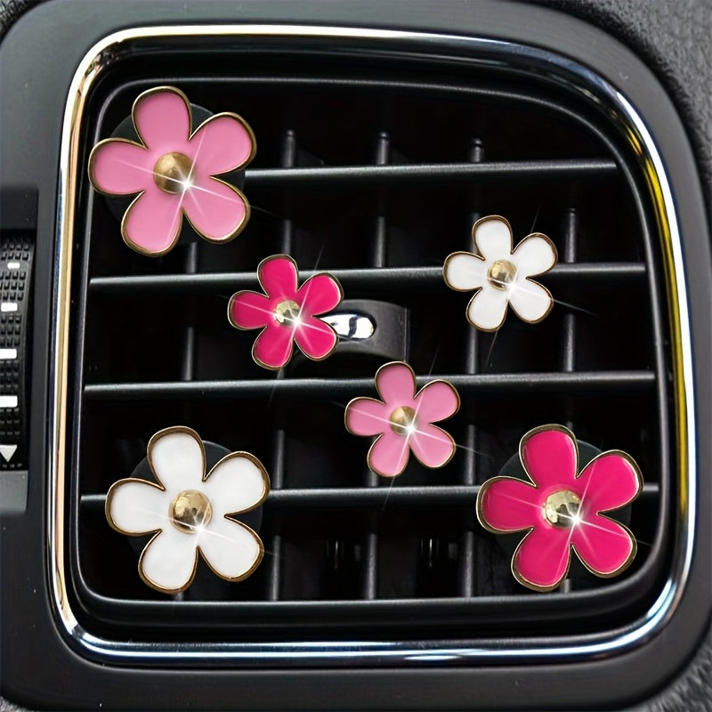 Women Small Daisy Flower Car Air Freshener Clip Set Decorative Air Outlet Accessories